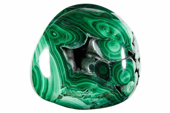 Flowery Polished Malachite Specimen - DR Congo #360908